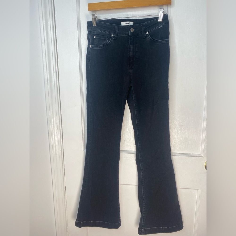 MAVI Anthropology Sydney High Rise Smoke Black Flare Jeans